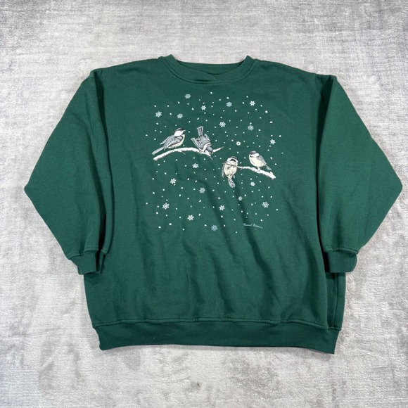 Weekend Edition Tops - Vintage Weekend Edition Sweatshirt Womens XL Green Bird Graphic Winter Pullover